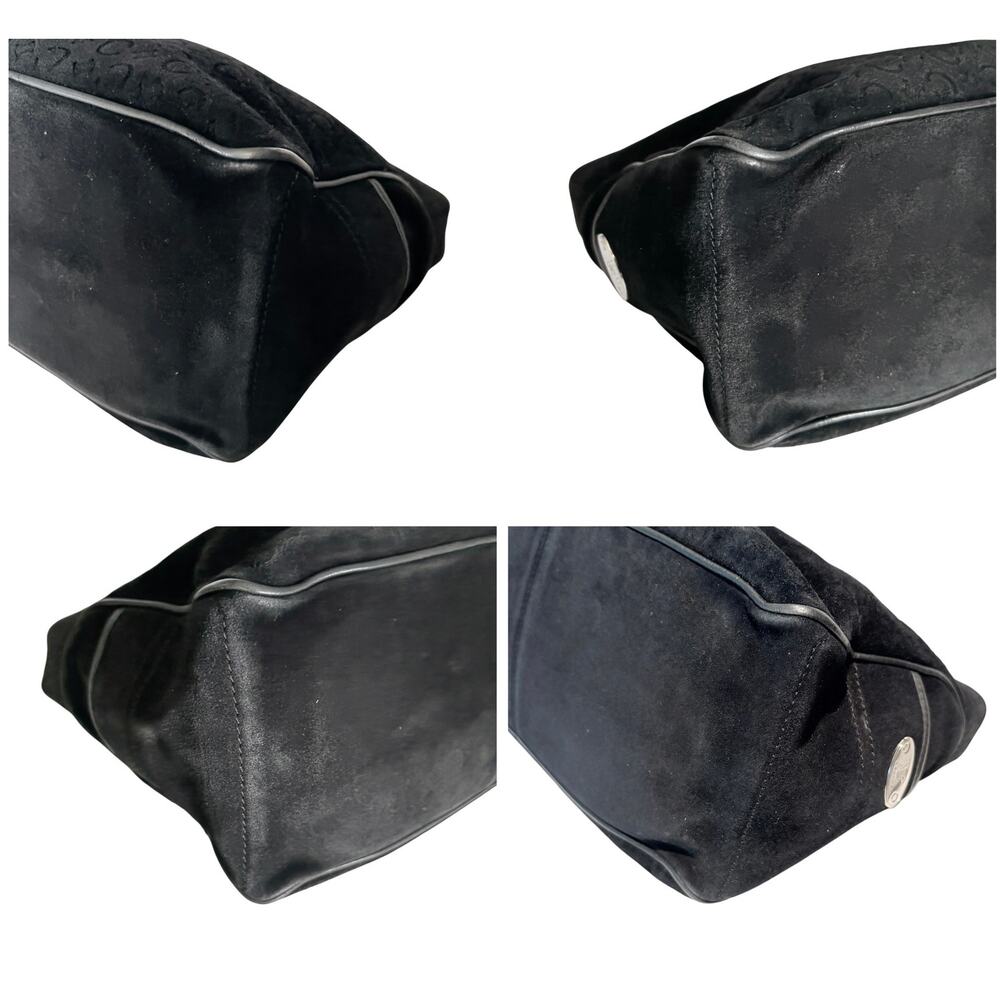 Céline Boogie Bag — Black C Macadam Monogram Suede-Silver Hardware Made in Italy - Picture 11 of 12